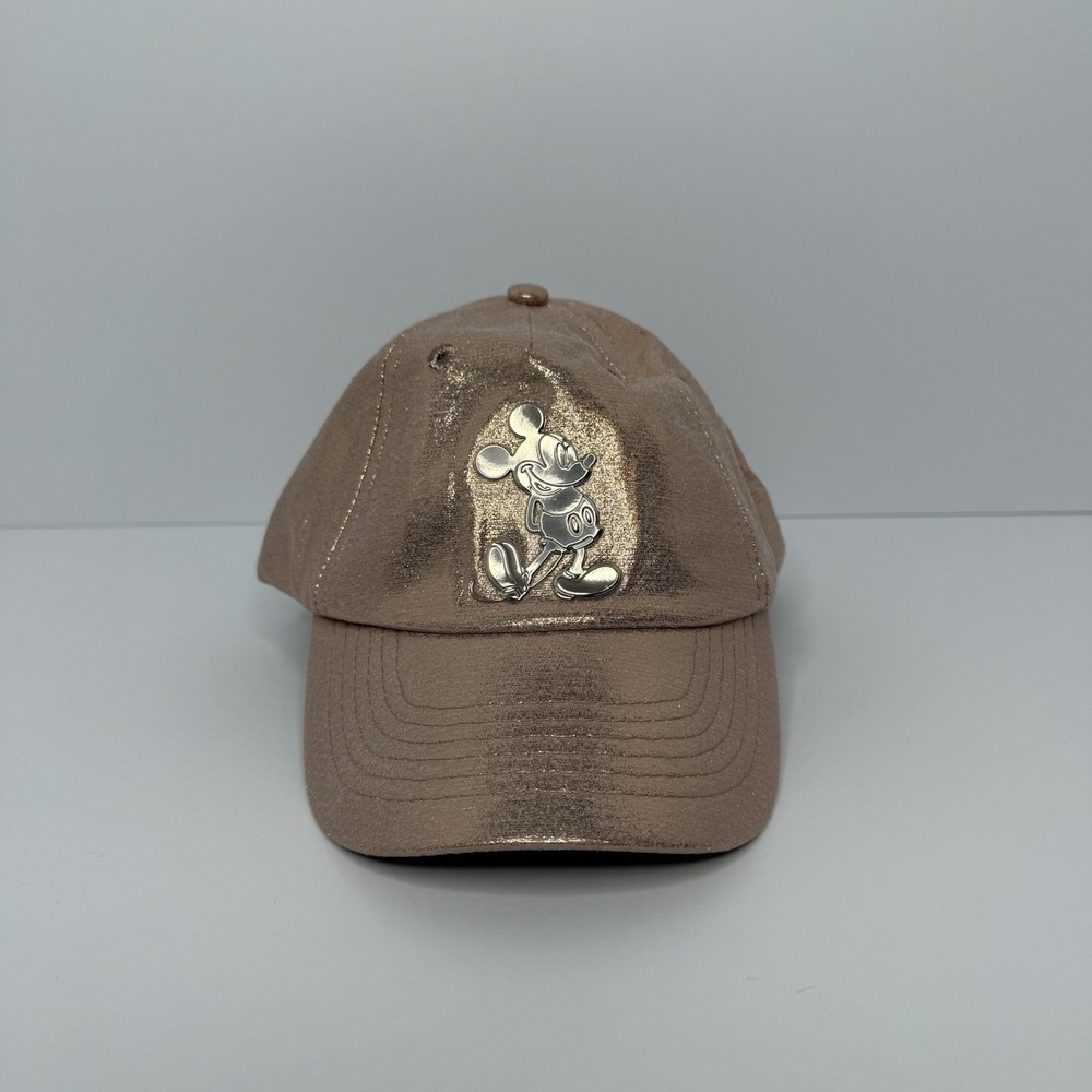 Disney Parks Mickey Mouse Rose Gold Metallic Adjustable Hat Cap Toddler Size NWT
